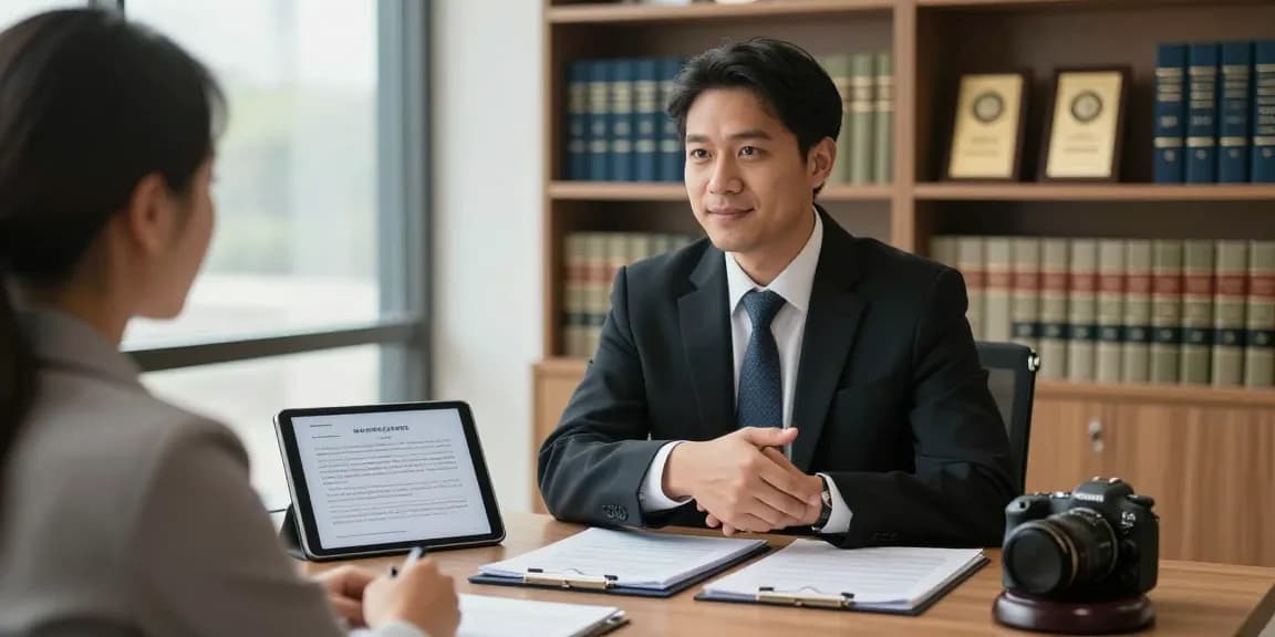 Law consultation at a modern office showing image source for legal advice