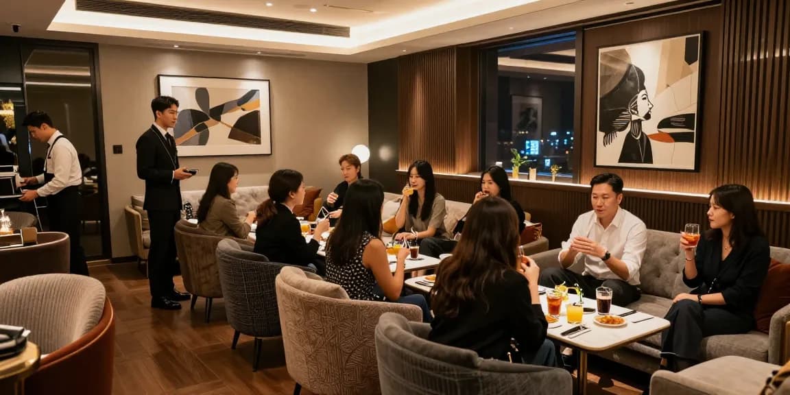 강남 구구단에서의 고급스러운 라운지 분위기와 프라이빗 룸의 세련된 인테리어