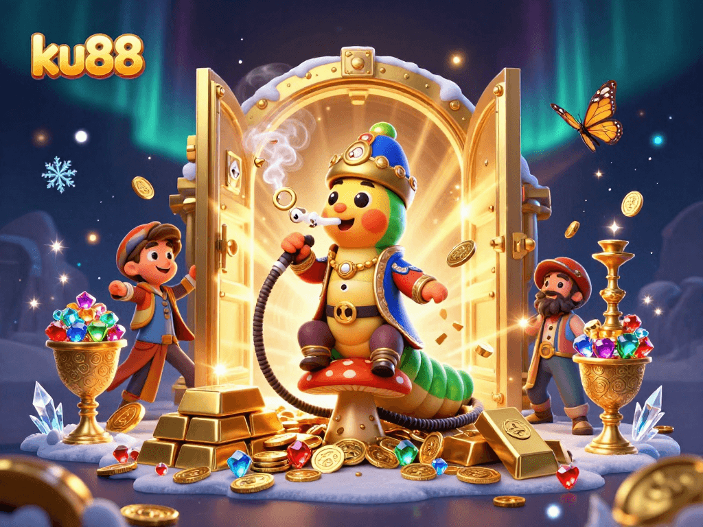 Engage in high-stakes gaming with ku88's vibrant casino-themed 3D illustration showcasing excitement.