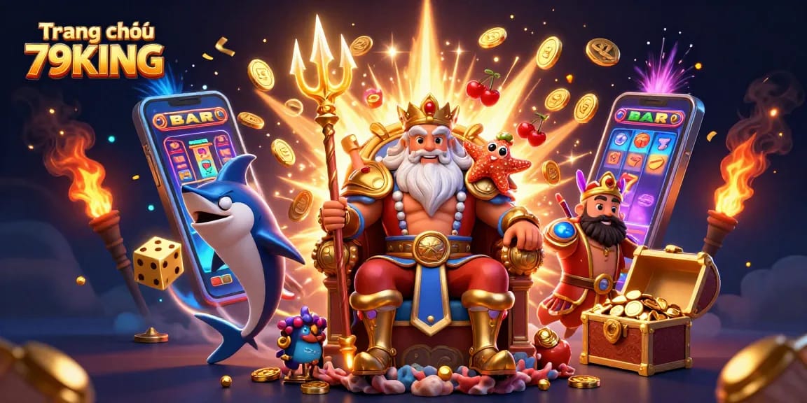 Spin the reels with Trang chủ 79KING, featuring a vibrant 3D casino scene filled with excitement.