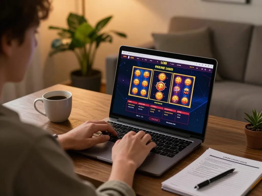 Player engaging with the LC88 casino interface seamlessly from home, fostering strategic online gambling.