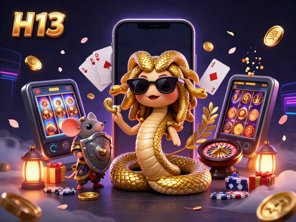 Experience the excitement of H 13 with vibrant casino characters and jackpot-winning elements.