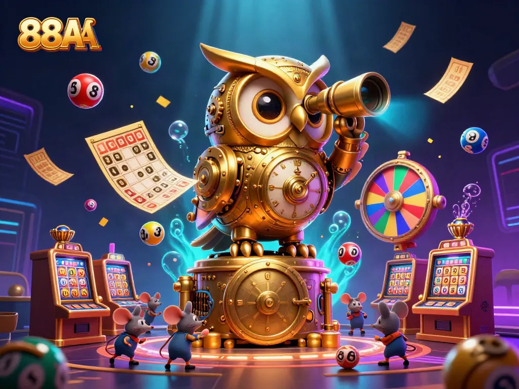 Engaging illustration of the vibrant 88AA online casino world with unique characters and dynamic game elements.