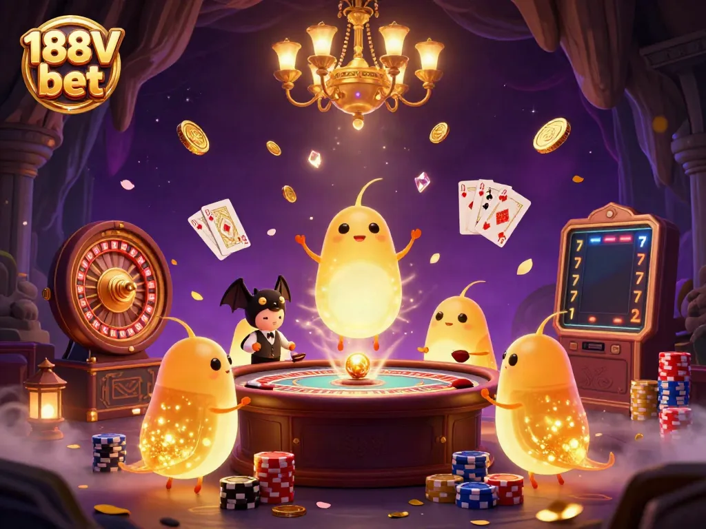 Join the action at 188V bet as glowing characters illuminate a thrilling casino experience.