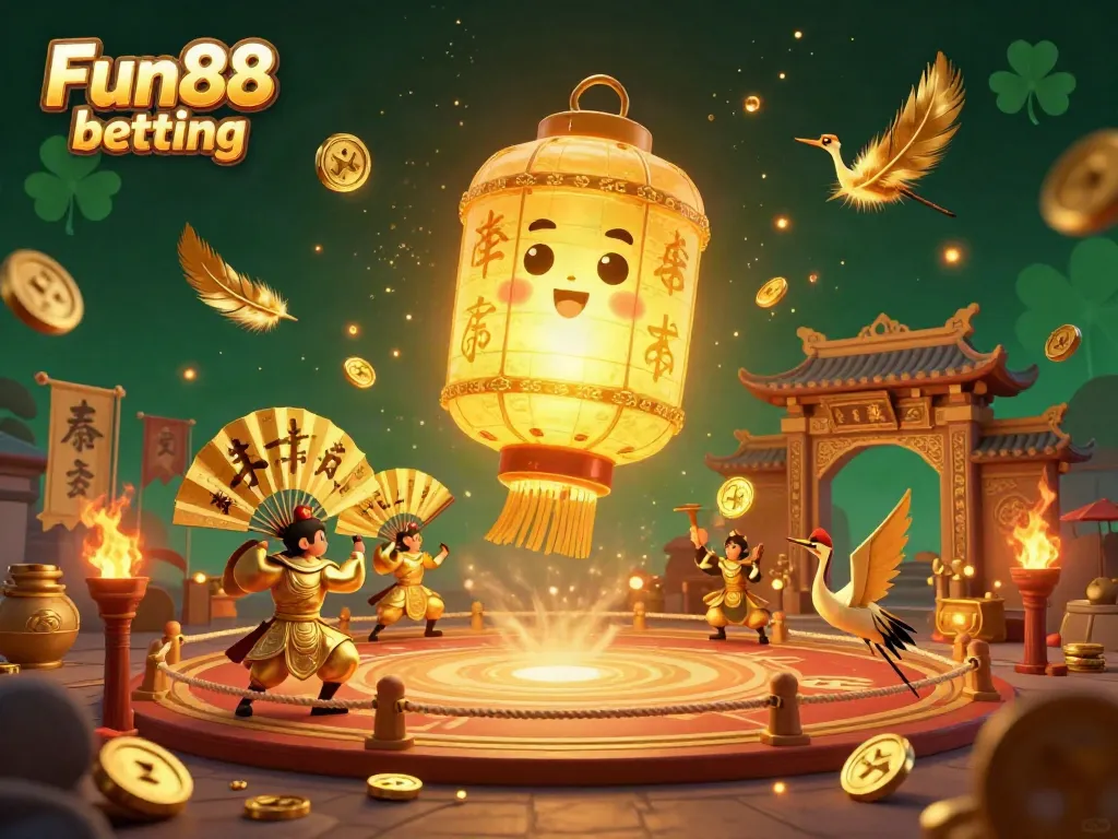 Experience Fun88 betting with a vibrant 3D illustration showcasing lucky characters and rich casino elements.