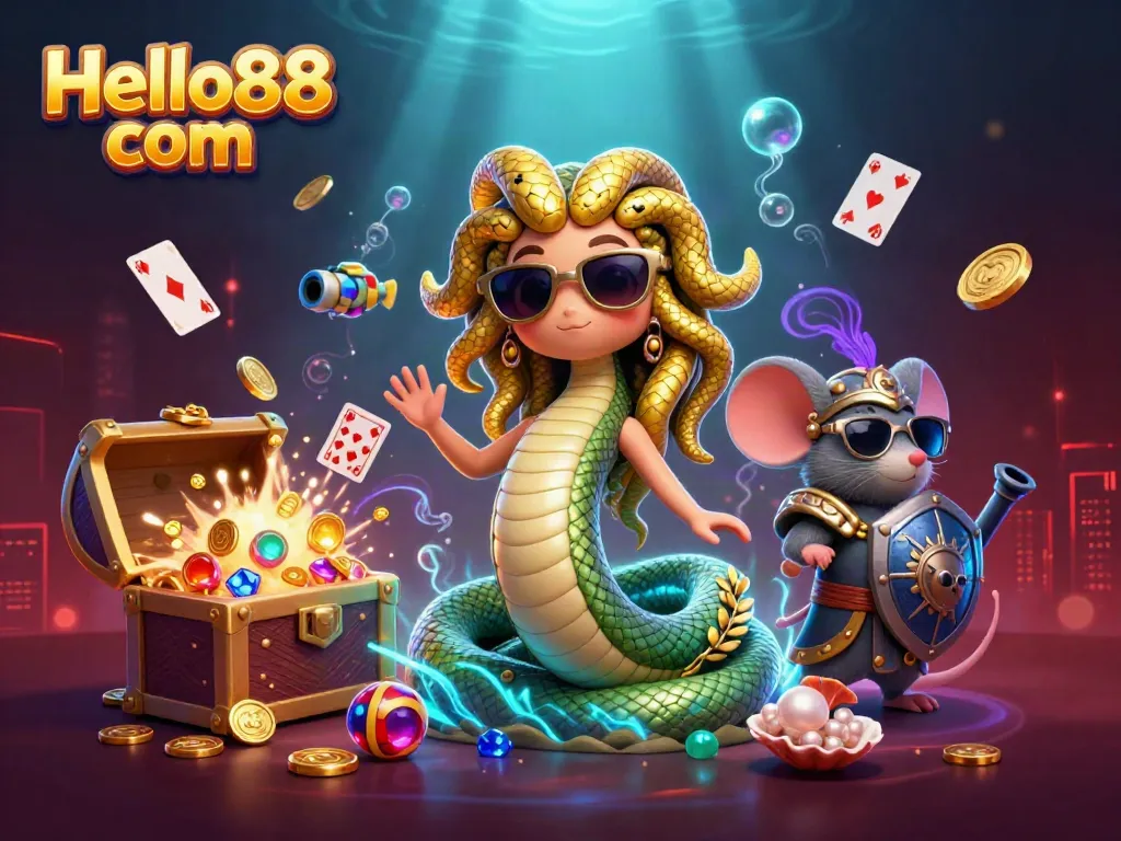 Win big at Hello88 com with a vibrant, energetic casino scene filled with unique game elements.