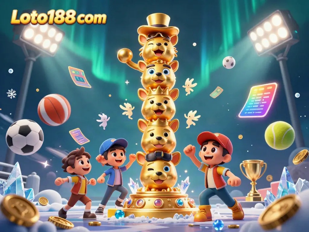 Experience the thrill of Loto188 com with vibrant animated totem and sports elements.