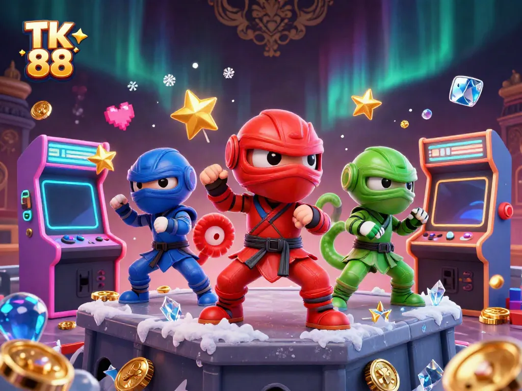 Engage with TK 88's vibrant casino action featuring ninja chameleons and dynamic game elements.