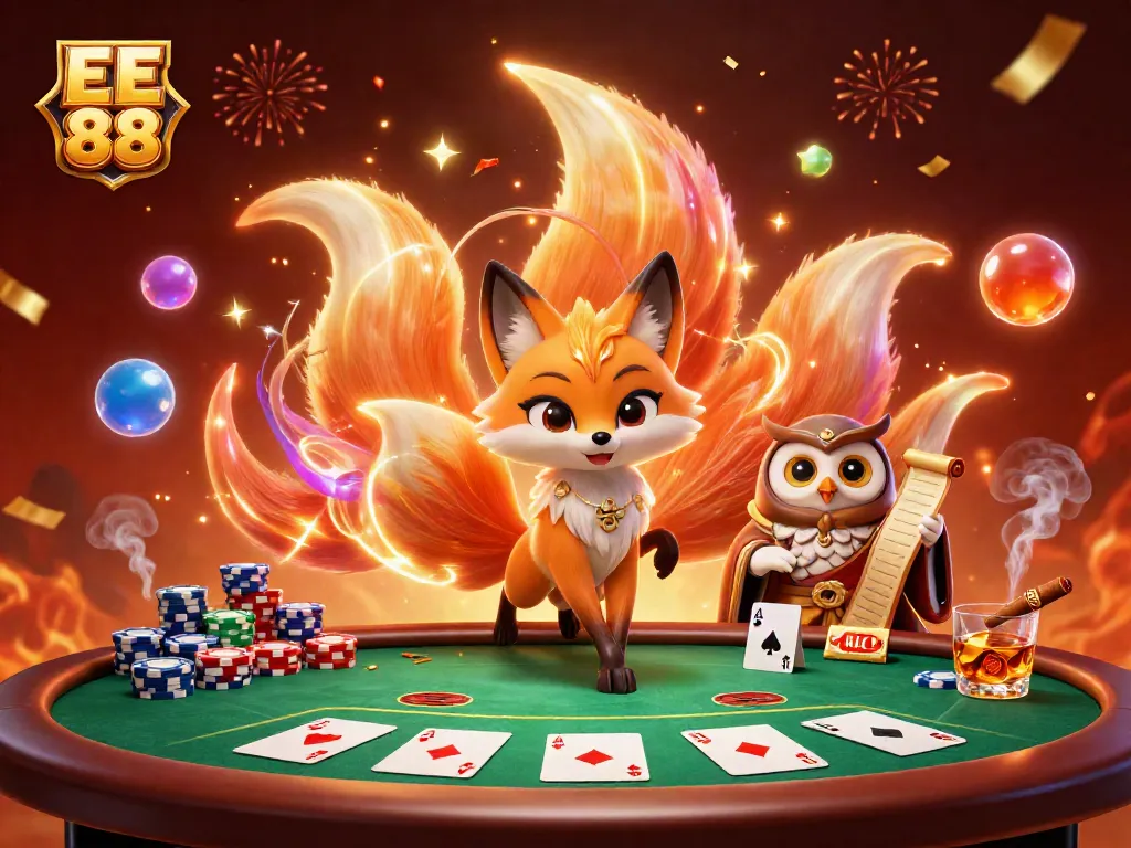 Experience the excitement of poker with EE 88, featuring vibrant characters and colorful game elements.