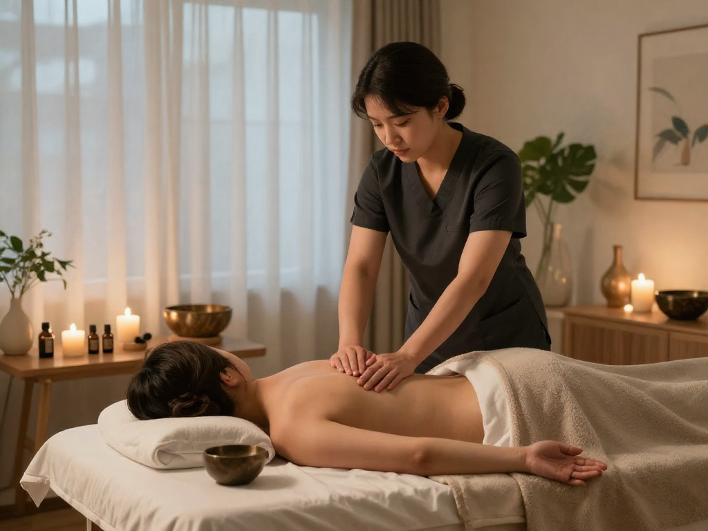Providing a tranquil 은평구출장안마 experience in a cozy home setting, showcasing relaxation and professional service.