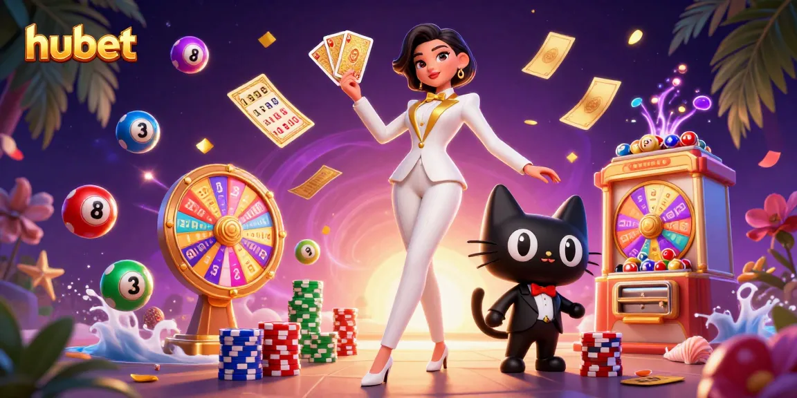 Experience exciting gameplay at hubet with a glamorous dealer shuffling cards and vibrant game elements.