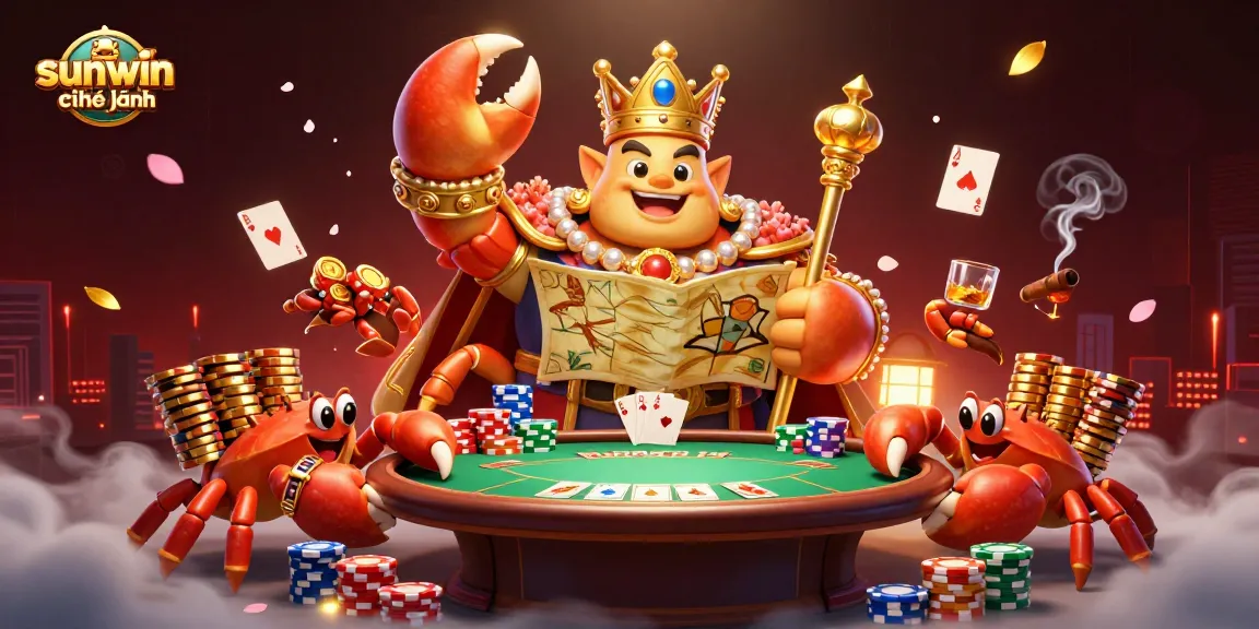 Experience thrilling gameplay with sunwin chính hãng featuring a dynamic 3D crab emperor at the poker table.