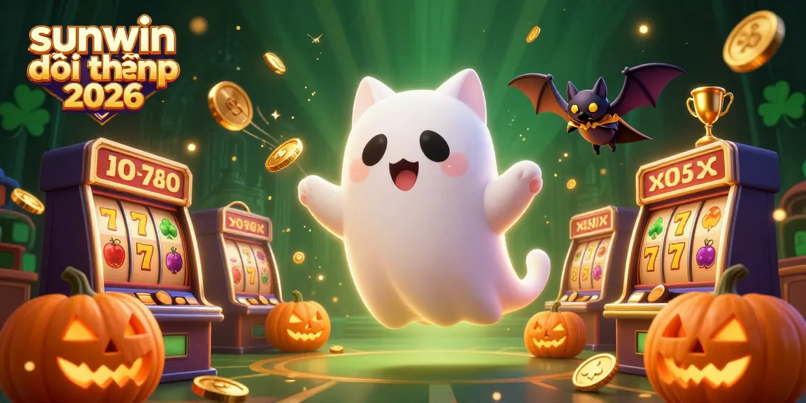 Experience sunwin đổi thưởng 2026 with a thrilling 3D cartoon illustration of a ghost cat in a vibrant casino