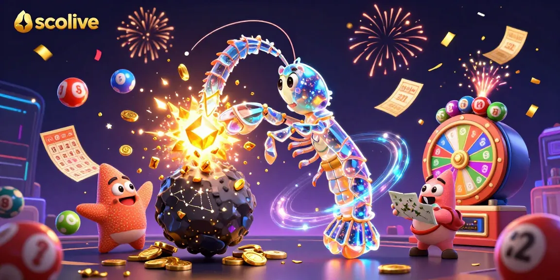 Socolive interactive gambling scene with mantis shrimp and starfish amidst dynamic lottery elements