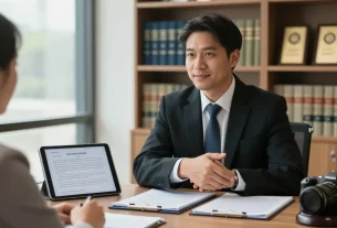Law consultation at a modern office showing image source for legal advice