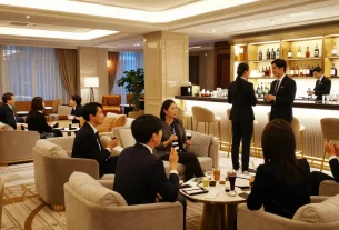 강남 구구단의 고급스러운 분위기와 다양한 매니저들이 손님과 소통하는 모습