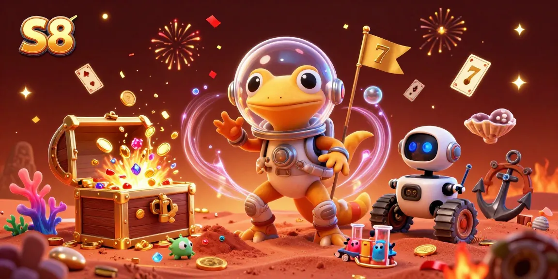 S8 offers an exciting casino adventure with a Martian gecko and vibrant gambling elements.