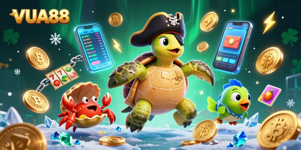 Engage with VUA88's vibrant slot gaming adventure featuring captivating characters and crypto elements.