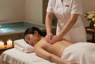 하남출장마사지로 편안한 마사지 받는 사람과 아늑한 스파 환경