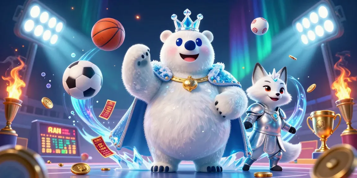 Engage in the ultimate 안양출장마사지 experience with a dynamic, illuminated 3D illustration of gaming excitement featuring ice characters.