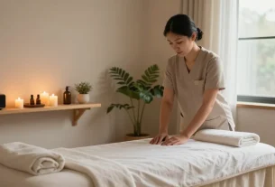 내주변 1인샵 마사지 스튜디오의 아늑한 분위기와 치료사가 준비하는 모습